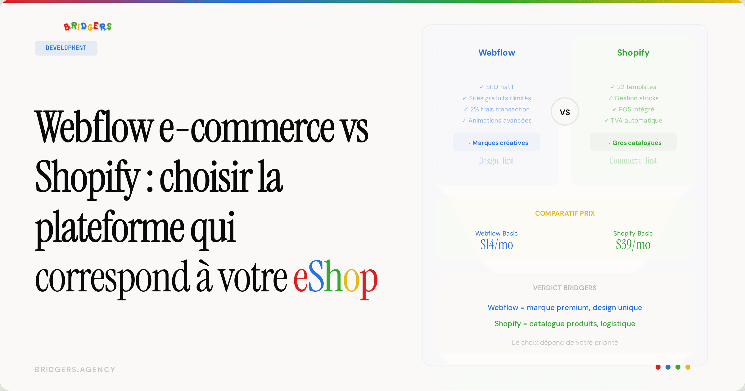 Webflow e-commerce vs Shopify : choisir la plateforme qui correspond à votre eShop